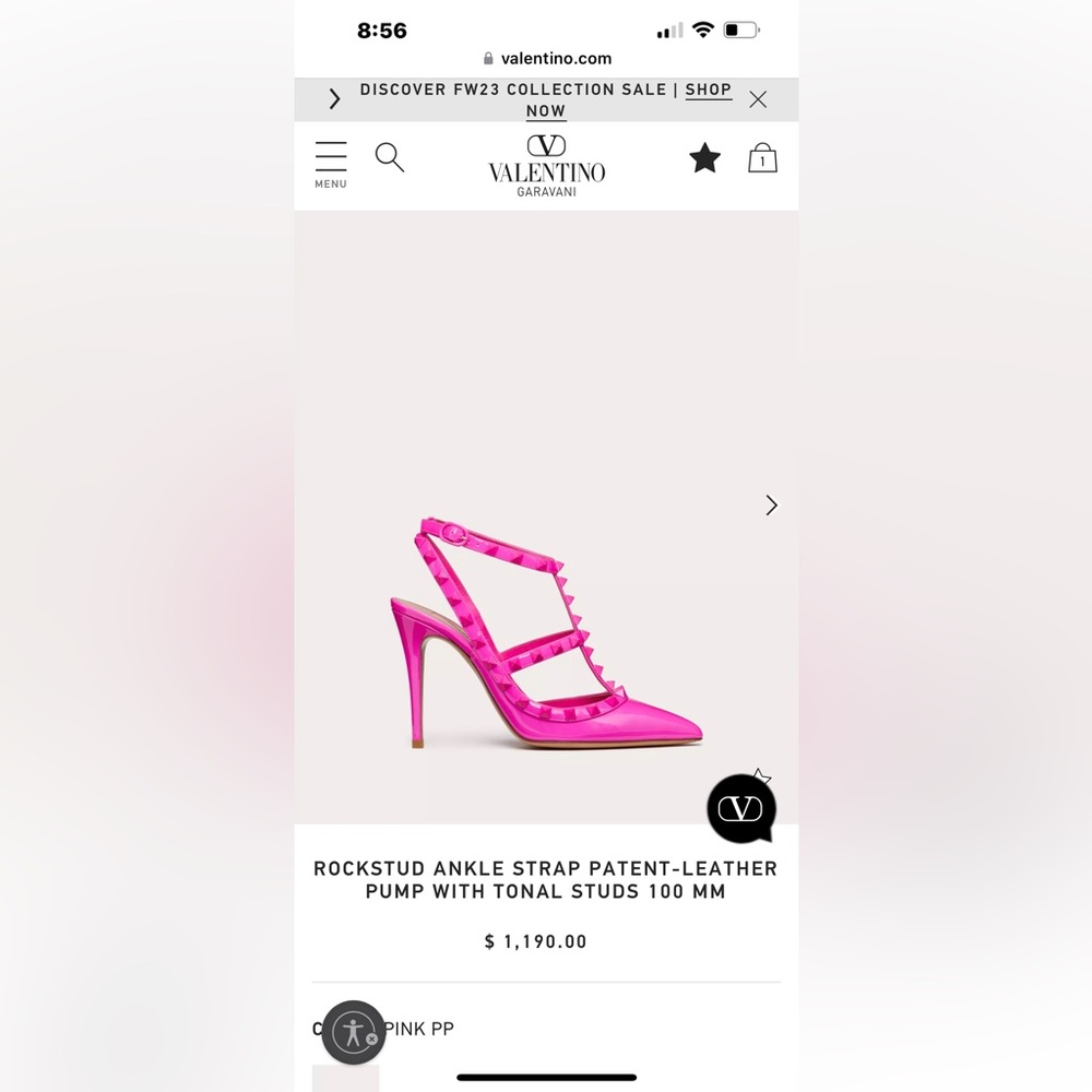 Sold Barbie PINK Valentino Rockstuds Patent-Leather Pump w/Tonal Studs - Picture 6 of 6